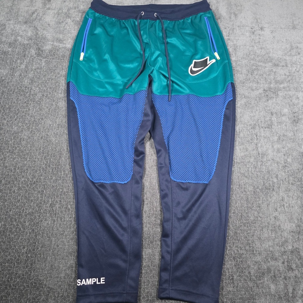 Nike Mens Colorblock Track Pants Teal Navy Blue Mesh Sample XL Joggers
